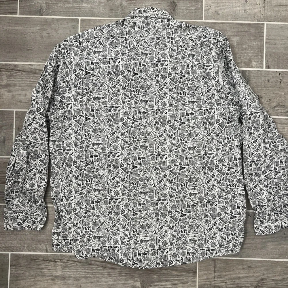 Men's Black and White Patterned Disney Shirt - Picture 6 of 6